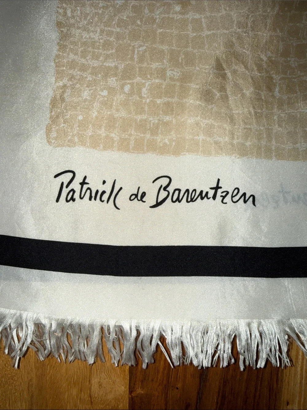 Vintage Patrick de Barentzen Croc Print Silk Scarf